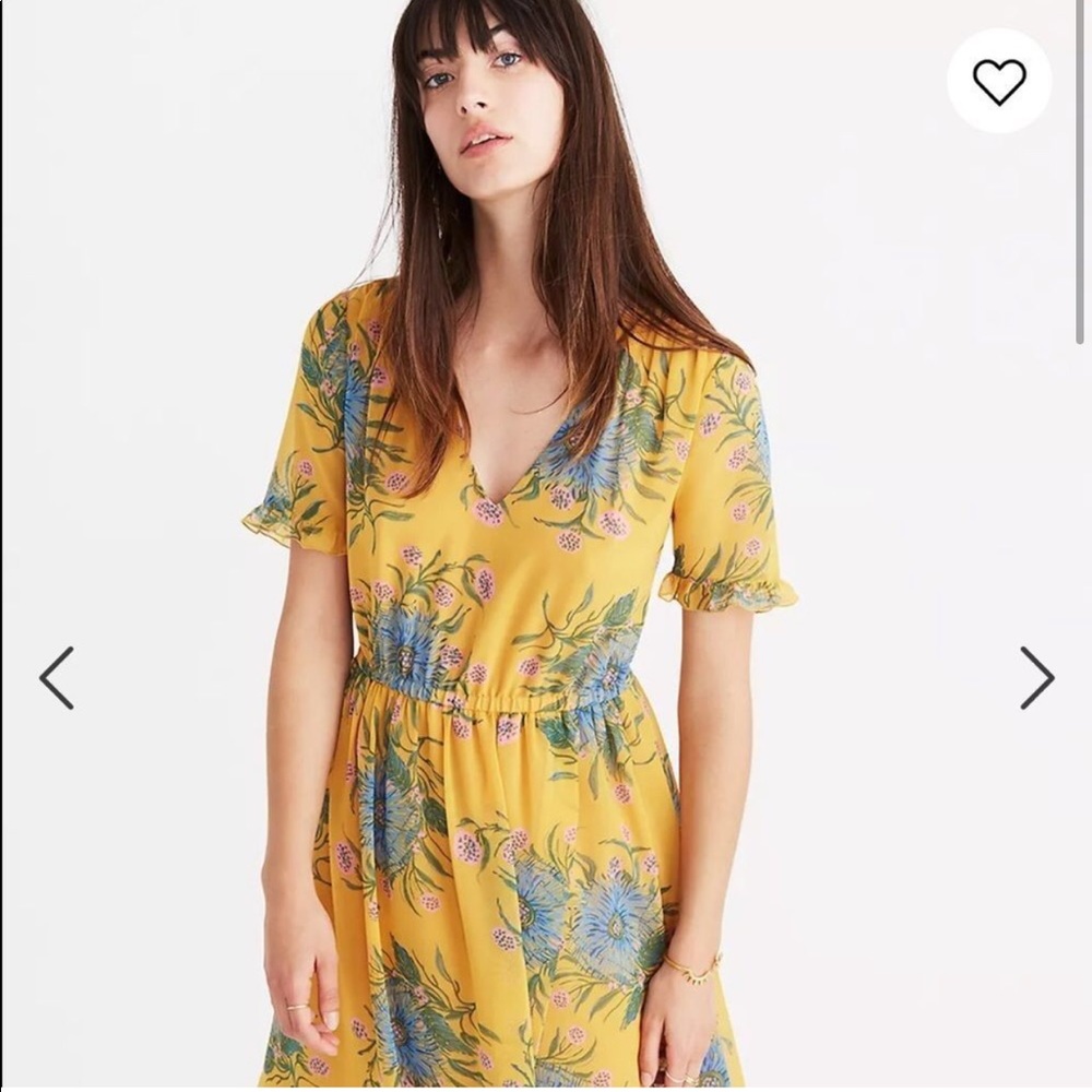 MADEWELL SWEETGRASS RUFFLE SLEEVE DRESS IN PAINTED BLOOMS